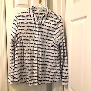 Crown & Ivy Button Down Elephant Print Size XL